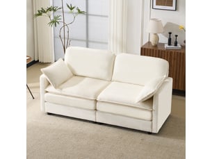 Canapé 2 places en tissu côtelé 167,5 x 75 x 85 cm design moderne minimaliste, assise confortable, structure en bois, beige