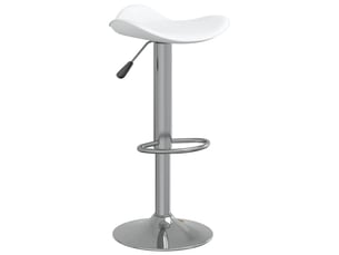 Tabouret de bar, chaise de bar blanc acier chromé et cuir artificiel