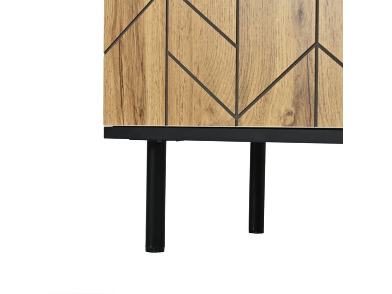  Buffet moderne bois naturel meuble de rangement 3 portes 120 cm motif vague  - Conforama W