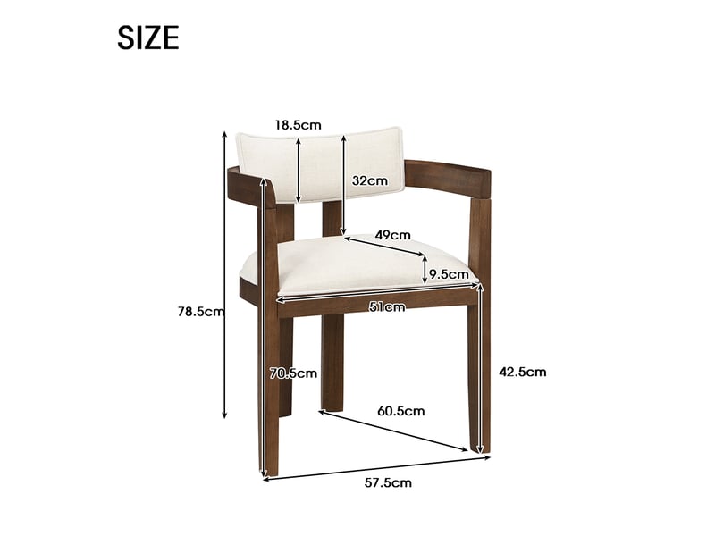 Lot de 4 chaises de salle à manger 57,5x60,5x78,5 cm avec accoudoirs bois noyer  - Conforama E