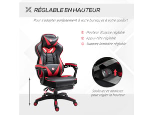 Fauteuil gaming <strong></strong> <strong></strong> avec assise réglable en hauteur