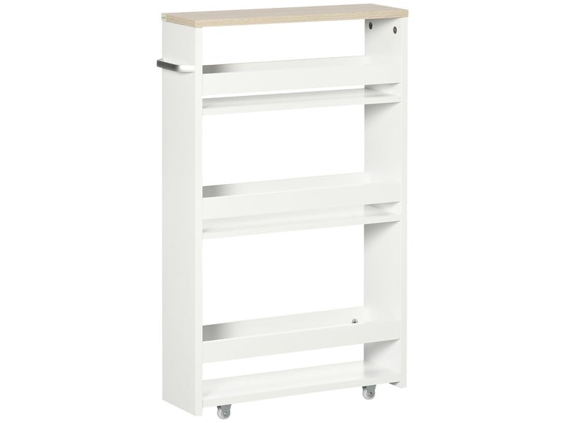  Chariot de rangement à 3 niveaux chariot de stockage étagère sur roulettes pour cuisine étroite salle de bain buanderie bureau avec poignée - blanc 48 x 15 x 80 cm  - Conforama B