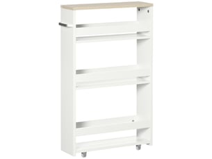 Chariot de rangement à 3 niveaux chariot de stockage étagère sur roulettes pour cuisine étroite salle de bain buanderie bureau avec poignée - blanc 48 x 15 x 80 cm