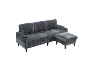 Canapé droit fixe  Bliss Lite 3 + 1 places Tissu gris avec coffre de rangement