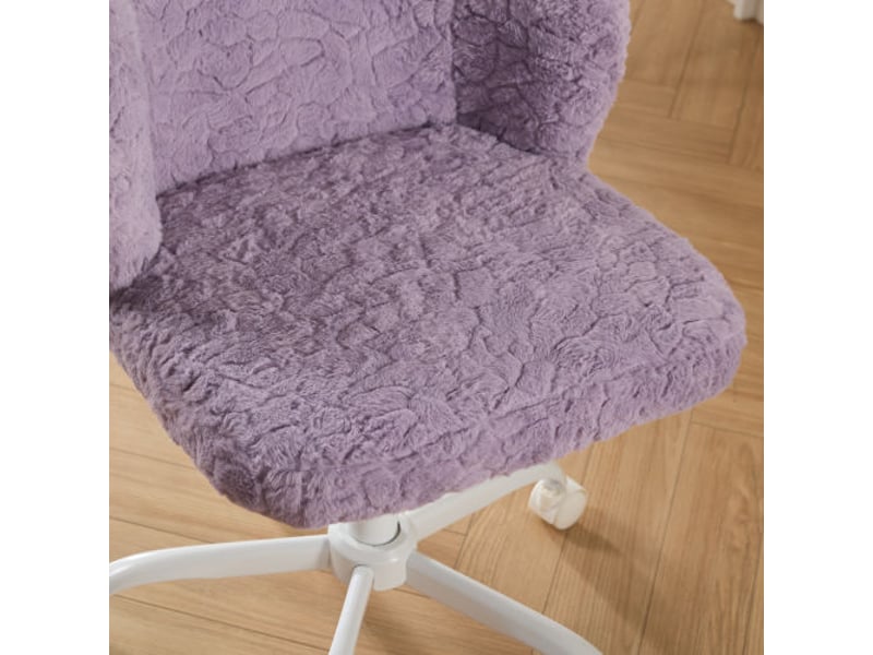  Chaise de bureau fille, fausse fourrure de lapin, pivotante et réglable, mignonne et moelleuse, roulettes colorées silencieuses, rembourrée, pour chambrebureaudortoir, violet  - Conforama D