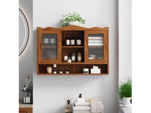 Armoire murale à 2 portes coulissantes avec étagères amovibles pour salle de bain, cuisine et salle à manger, 90 × 20 × 60 cm