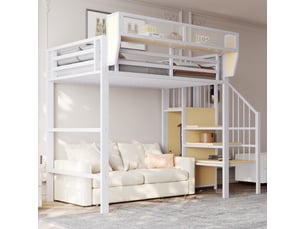 Lit mezzanine 90x200 cm <strong></strong>  <strong></strong> coloris blanc