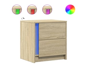 Lot de 2 tables de chevet - cabinet de chevet - table de nuit et lumières led chêne sonoma