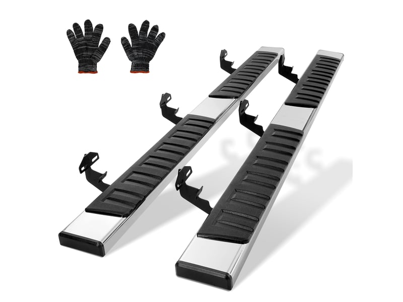 Marchepieds 2pcs de 16,5 cm compatible avec 2009-2018 dodge ram 15002010-2023 ram 25003500 (2019-2023 classic compris), barres laterales en acier inoxydable 201, capacite de charge 227 kg  - Conforama A
