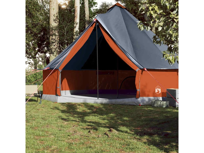  Tente de camping, tente familiale tipi 10 personnes gris et orange imperméable  - Conforama C