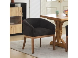 Chaises tonneau rembourrées avec accoudoirs style mid-century lin champêtre cadre bois naturel gris charbon 19 po