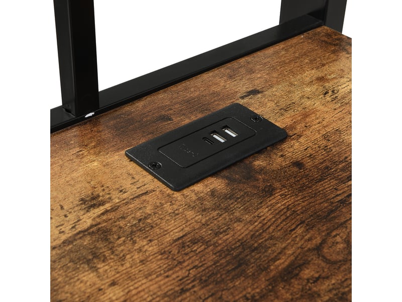 Lit mezzanine usb 120 × 200 cm avec bureau et escalier d’angle noir et bois foncé IKSETERA TRADING LTD - Conforama R