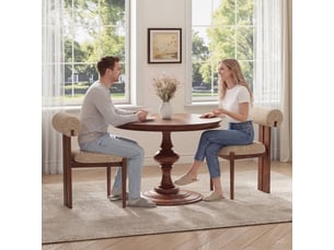 Smartue lot de 2 chaises de salle à manger modernes en tissu marron avec dossier cylindrique et pieds en bois noyer