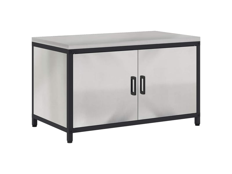  Meuble de rangement de cuisine hattem argenté 90x50x53cm shl2362  - Conforama A