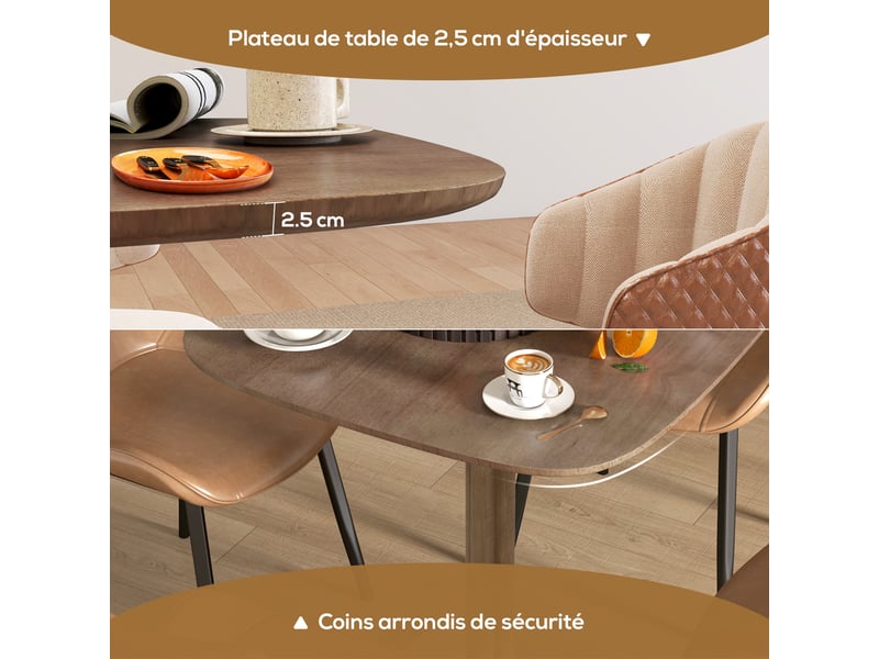  Table à manger pour 4 personne table de cuisine carrée style moderne avec plateau aspect bois, marron, 70 x 70 cm  - Conforama E