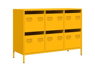 Buffet - bahut - meuble de rangement jaune moutarde 101,5x39x73,5 cm acier laminé à froid