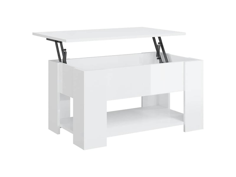  Table basse rectangulaire | table de salon blanc brillant 79x49x41 cm bois d'ingénierie shl2754  - Conforama A