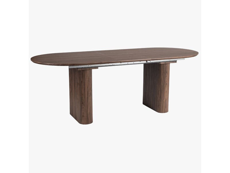  Table à manger ovale extensible couleur bois foncé 180-220 cm  - Conforama C