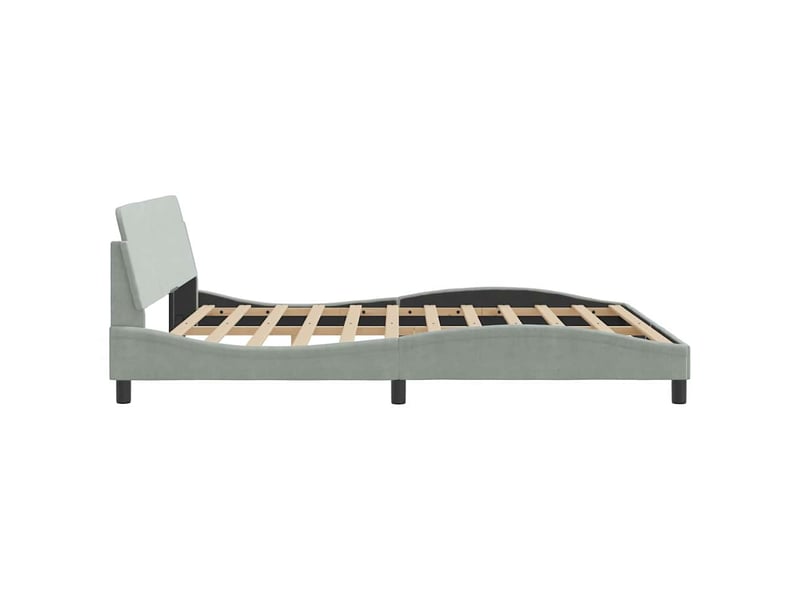  Lit double- lit adulte -  cadre de lit dover gris clair 180x200 cm velours  - Conforama D