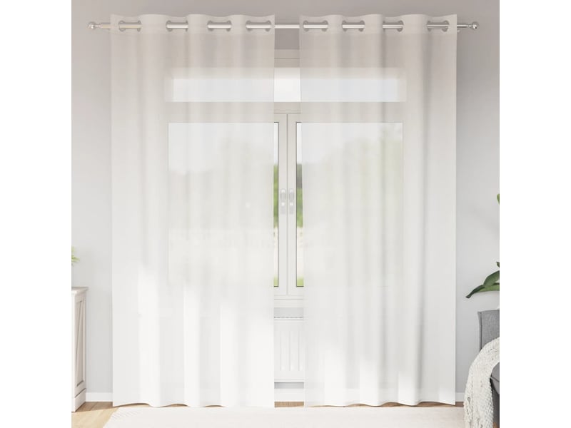  Lot de 2 rideaux en voile, voilages avec œillets blanc cf44343  - Conforama B