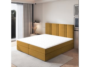 Lit avec rangement 160x200 cm <strong>MASSENO</strong>  <strong></strong> coloris jaune
