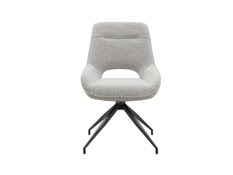  Ensemble de 2 chaises pivotantes 360°, tissu beige-gris, cadre métal noir à 4 pieds - salle à manger moderne  - Conforama A
