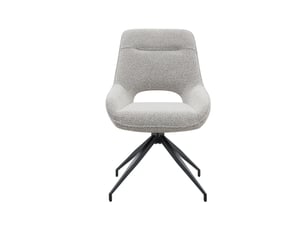 Ensemble de 2 chaises pivotantes 360°, tissu beige-gris, cadre métal noir à 4 pieds - salle à manger moderne