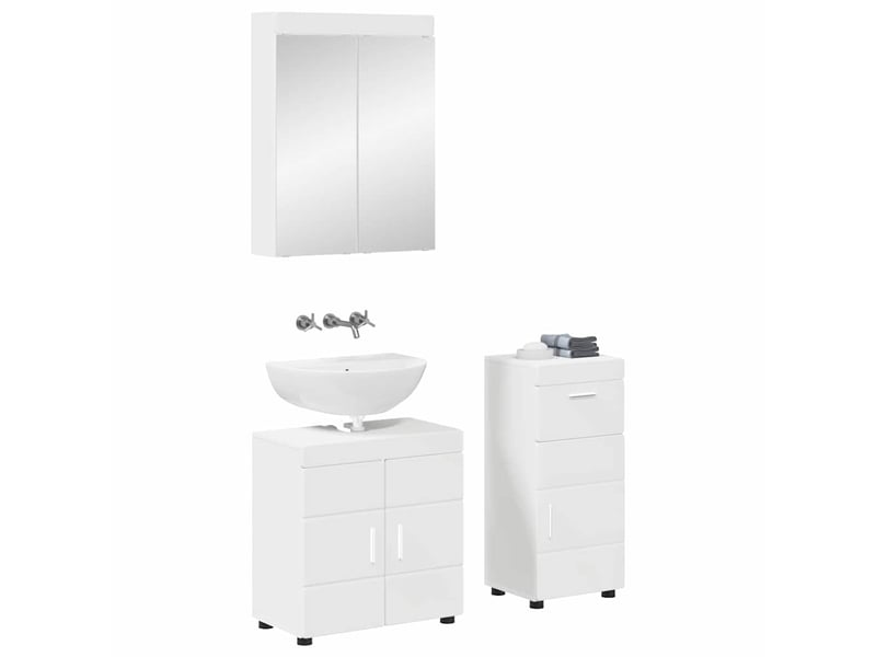 Ensemble de mobilier de salle de bain tulum 3 pièces blanc cf64724 - Conforama A
