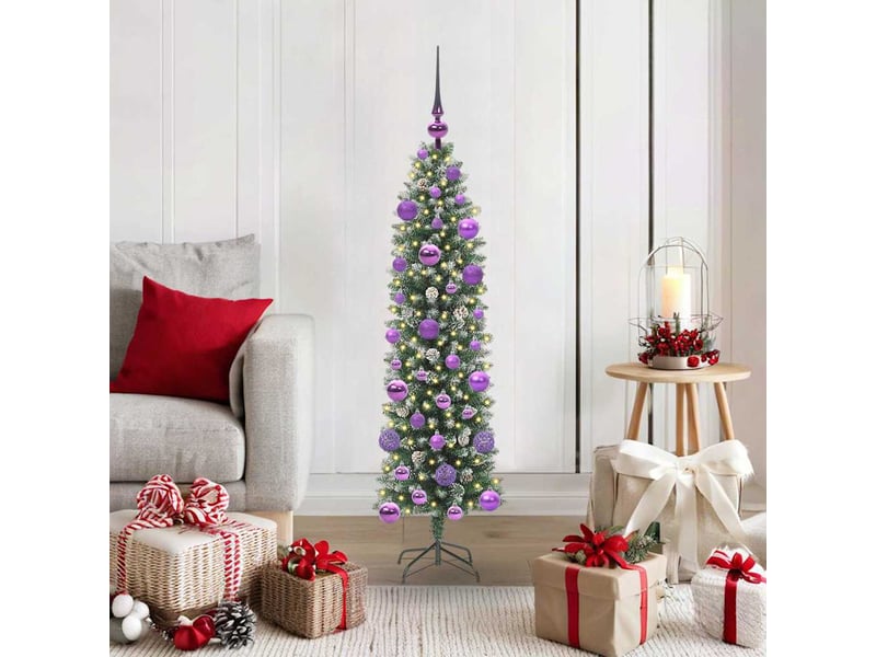  Sapin de noël - arbre de noël artificiel slim vert et blanc 120 cm  - Conforama B