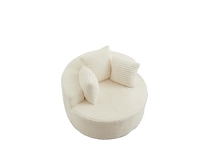 Fauteuil simple - 110x110x82cm - fauteuil crapaud pivotantfixe en velours côtelé avec 3 coussins & accoudoirs larges - beige