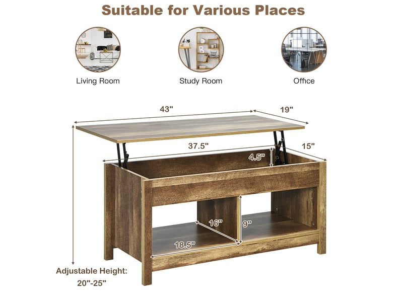  Ø 80 cm table basse ronde 2 niveaux pour rangement de salon et bureau, plateau effet bois et métal  - Conforama D