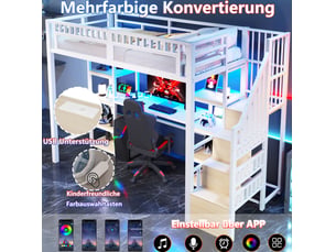 Lit mezzanine 90x200 cm <strong>MODENUIT </strong>  <strong></strong> coloris blanc