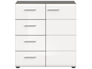 Buffet salsa (lxhxp : env. 80x85x37 cm) argent fumé et blanc brillant