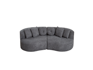 Canapé modulable 3 places modenvie en chenille gris anthracite avec 6 coussins