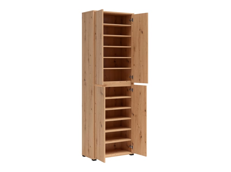 Armoire meuble à chaussures 4 portes coloris chêne artisan - longueur 70 x profondeur 34 x hauteur 210 cm  - Conforama C