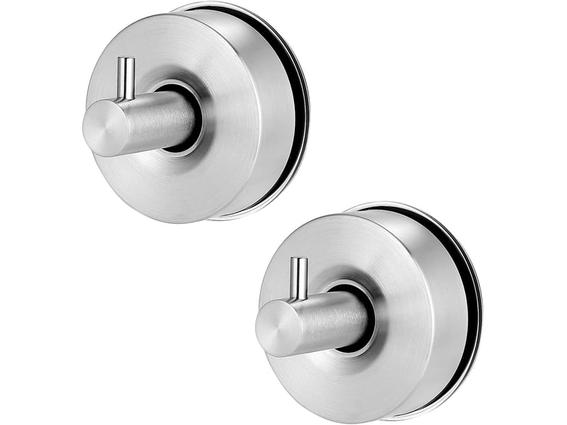  Lot de 2 crochets à ventouse en inox 304 extra-solides, fixation forte sans perçage pour verre et carrelage, rangement serviette salle de bain, gris  - Conforama A