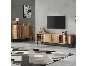 Meuble tv coloris bois clair 150 cm <strong>CHICFURN</strong> <strong></strong>