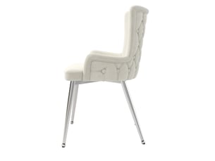 Lot de 6 chaise de salle à manger en velours, 49 x 45 cm – beige et argenté – pieds en métal design chic