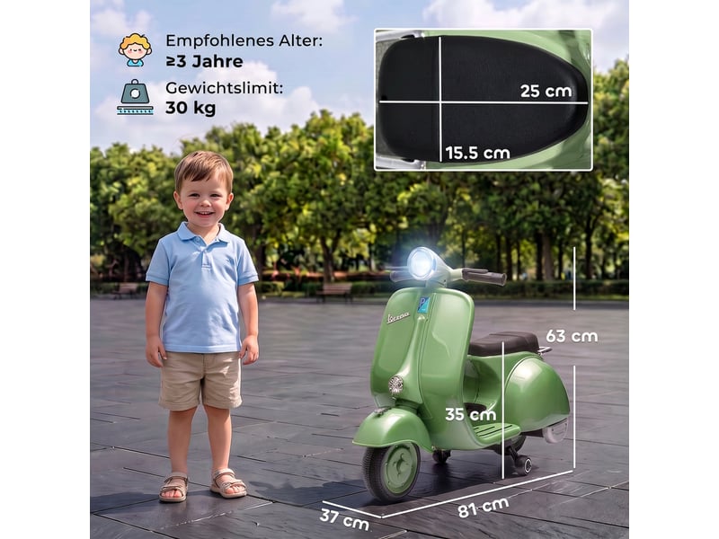  Moto électrique pour enfants vespa 6v, batterie au lithium verte  - Conforama E