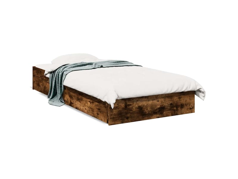  Lit simple- lit adulte -  cadre de lit avec tiroirs sans matelas chêne fumé 100x200 cm  - Conforama A