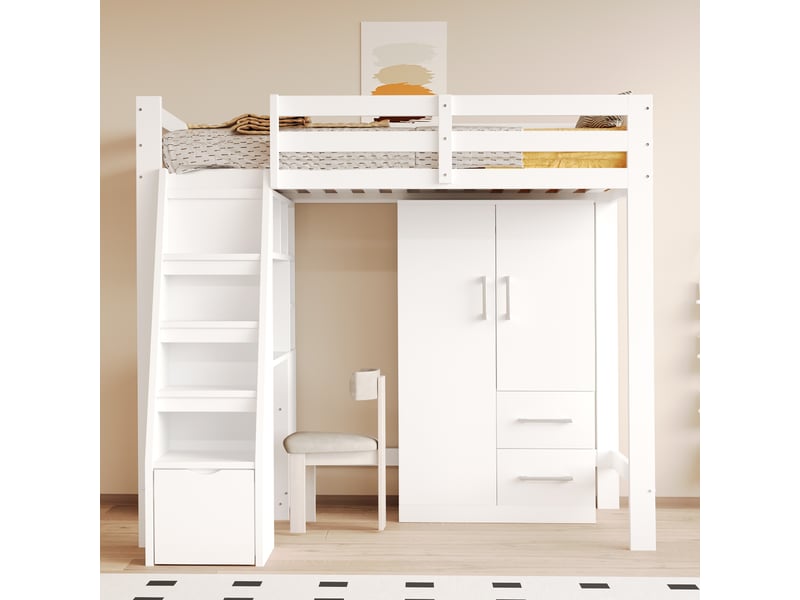  Armoire à vêtements 2 portes 70 x 40 x 135 cm, avec tiroirs et rangements, chambre enfant, blanc  - Conforama R