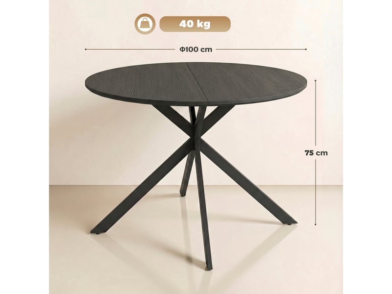  Table à manger ronde 4 personnes en acier noir ø 100 x h 75 cm  - Conforama C