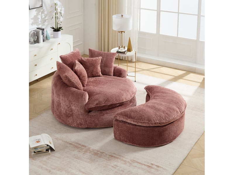  Fauteuil convertible modenvie rose en polyester avec coussins, mousse dense et accoudoirs doubles, 190,5 x 138 x 63 cm  - Conforama B