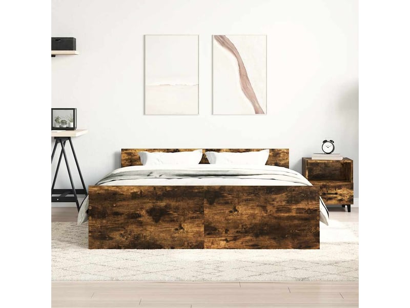  Lit double- lit adulte -  cadre de lit sans matelas chêne fumé 120x190 cm  - Conforama B