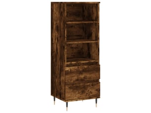 Buffet haut - bahut - meuble de rangement chêne fumé 40x36x110 cm bois d'ingénierie