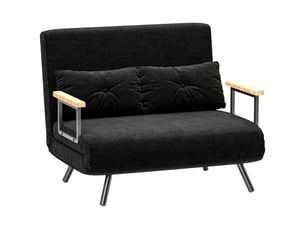 Canapé convertible 2 places 4 en 1, canapé-lit avec dossier réglable sur 5 niveaux, 2 coussins, noir, 102 x 73 x 81 cm