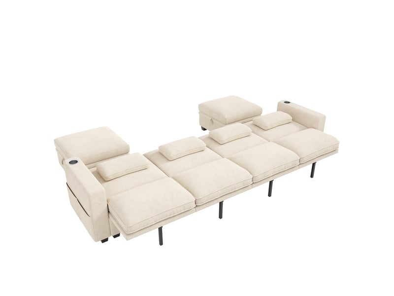  Canapé ul convertible beige 6 places 278 × 148,5 × 88 cm, rangement et usb-c Fay Lum - Conforama W