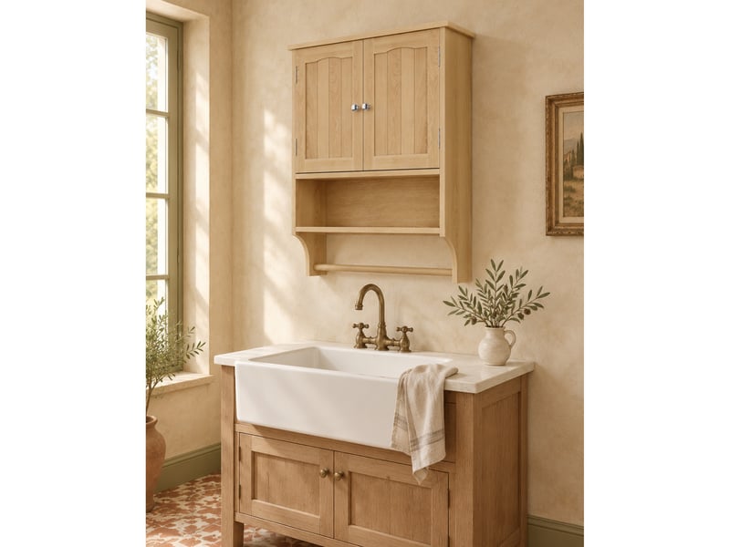 Meuble mural salle de bain 56.9x19.1x70.1 cm effet chêne avec porte-serviettes  - Conforama D