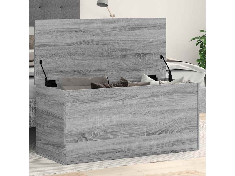  Boîte de rangement, coffre de rangement sonoma gris 100x42x46 cm bois d'ingénierie  - Conforama B