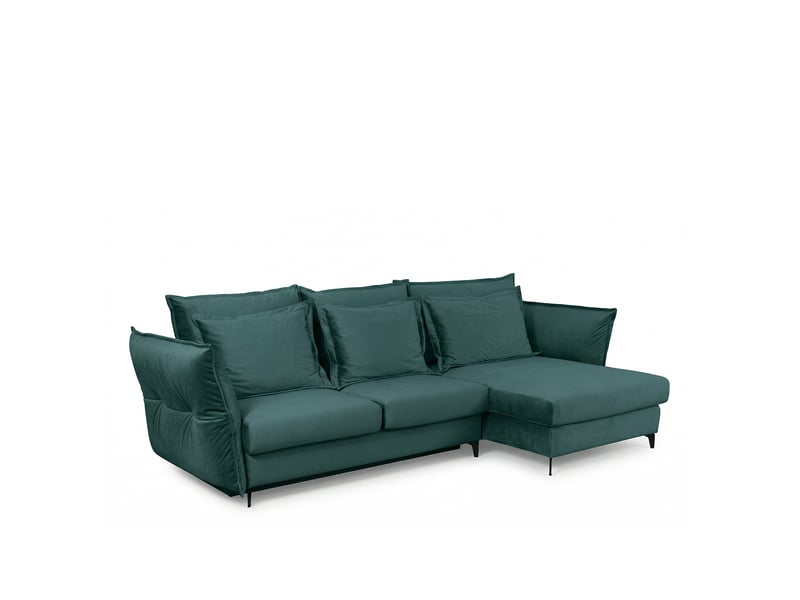  Canapé angle droit verduro en velours bleu pétrole - 3 places 3CA55.PI.3AC.D.24 - Conforama D